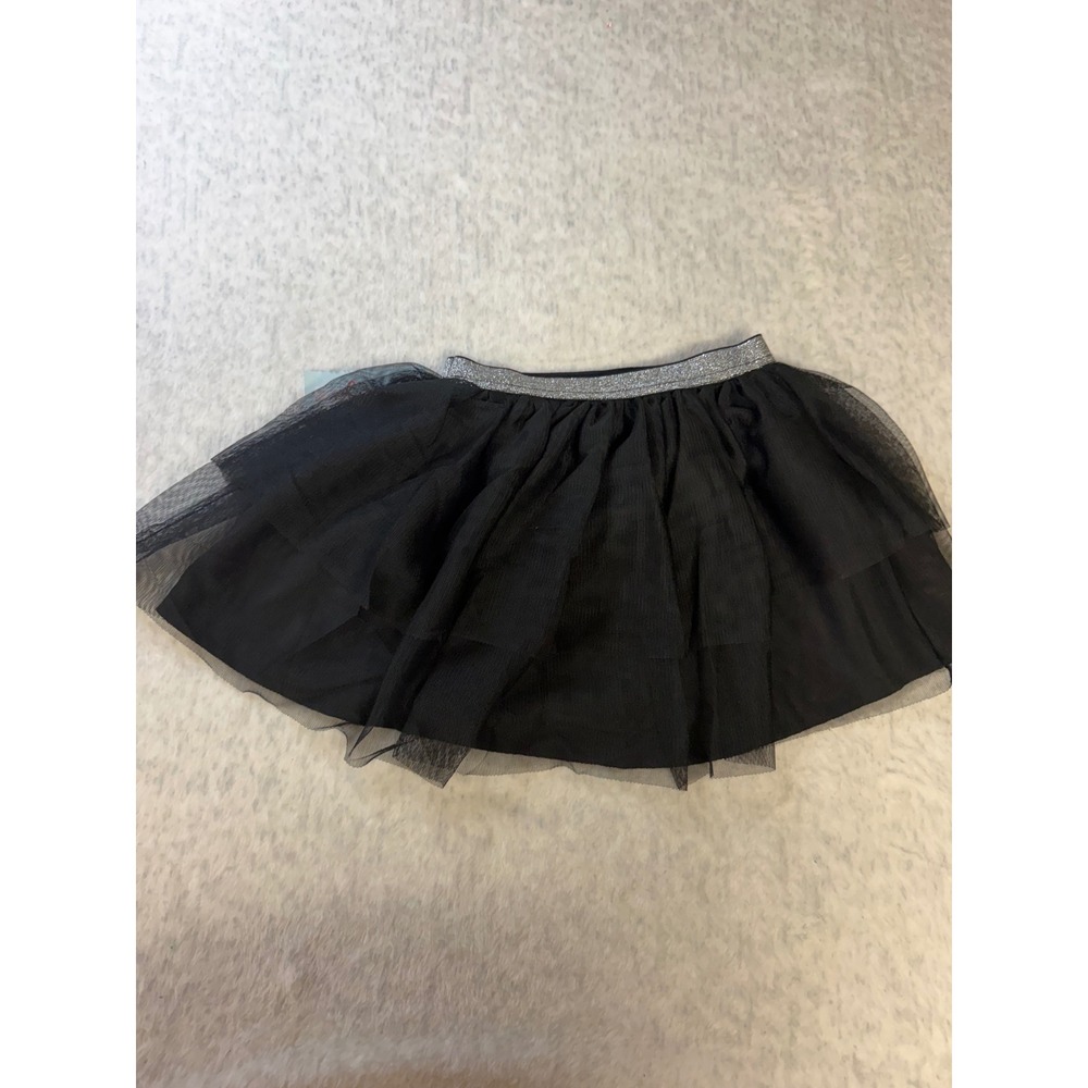 Cat & Jack Girls Black Tulle‎ Tutu Skirt Silver Glitter Waistband 4T NWT